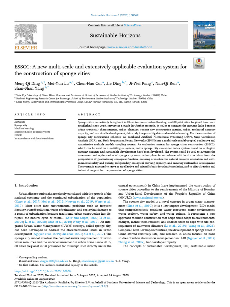 ESSCC: Evaluating Sponge City Development | PDF | Stormwater | Water