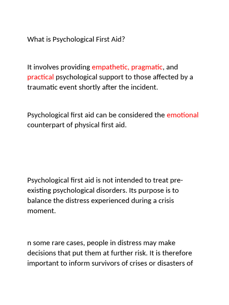 What Is Psychological First Aid | PDF | Empathy | Mental Health