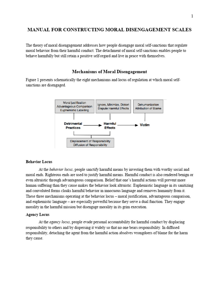 Manual For Constructing Moral Disengagement Scales | PDF