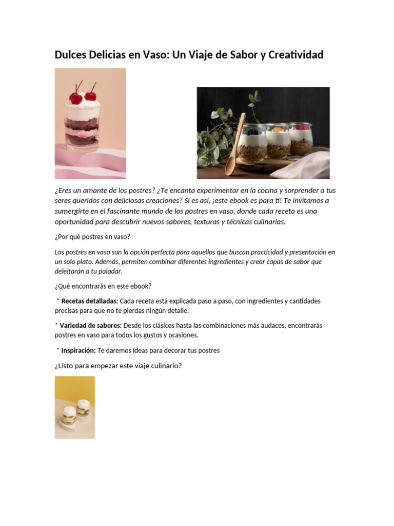 Dulces Delicias en Vaso | PDF | Alimentos | Cocina