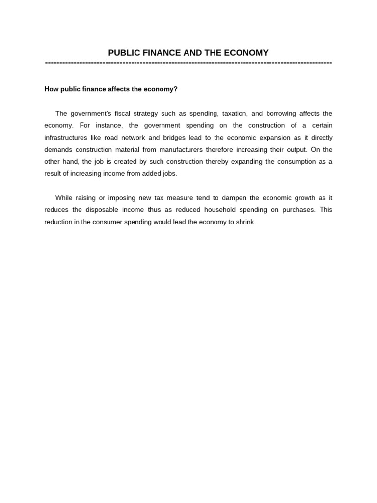 Impact of Public Finance on Economy | PDF | Fiscal Policy | Government ...