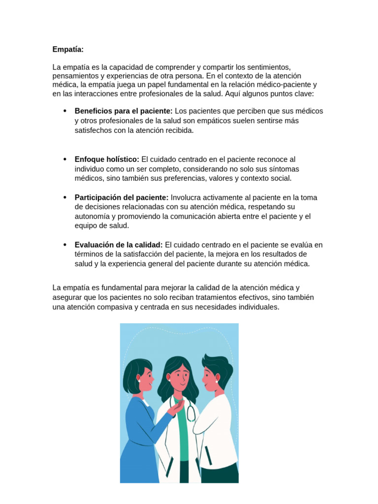 Empatía y Seguridad en El Equipo de Salud | PDF | Empatía | Cuidado de ...