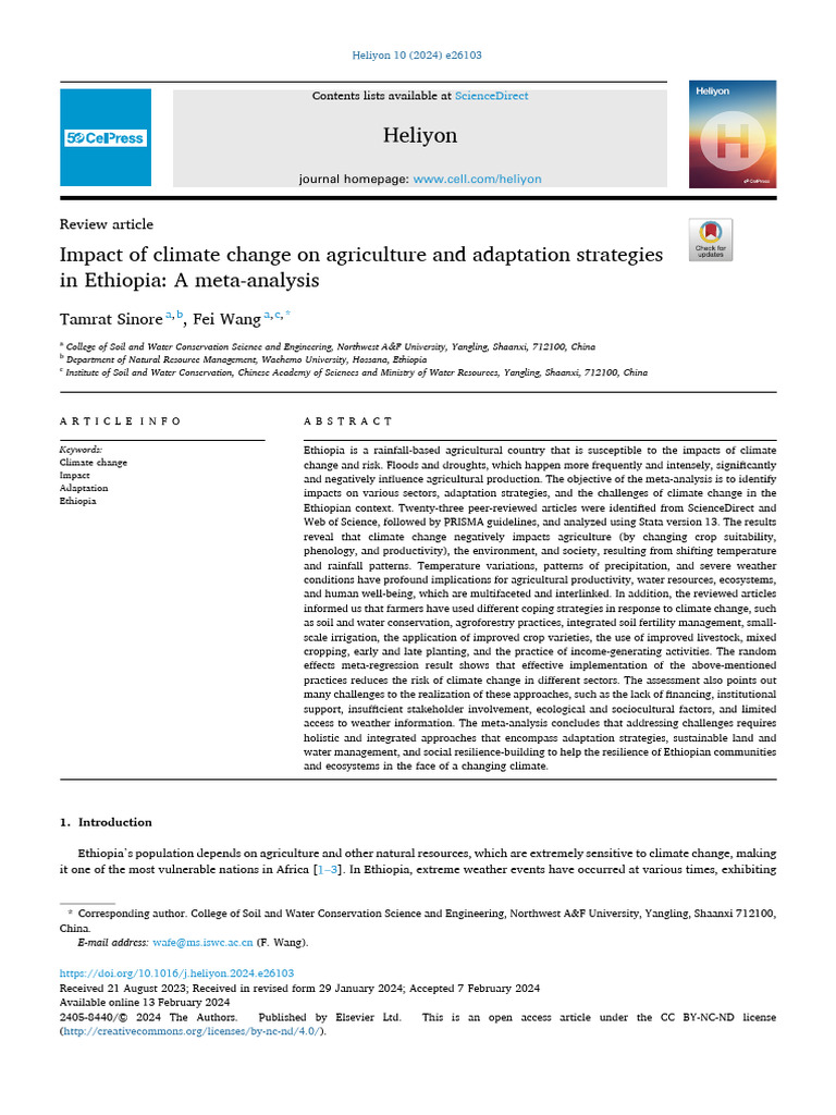 1 s2.0 S2405844024021340 Main | PDF | Agriculture | Climate Change ...