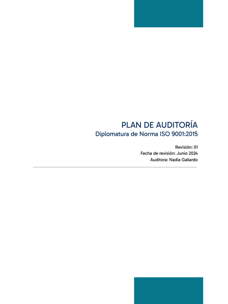 Plan de Auditoría ISO 9001:2015 2024 | PDF | Auditoría | Contralor