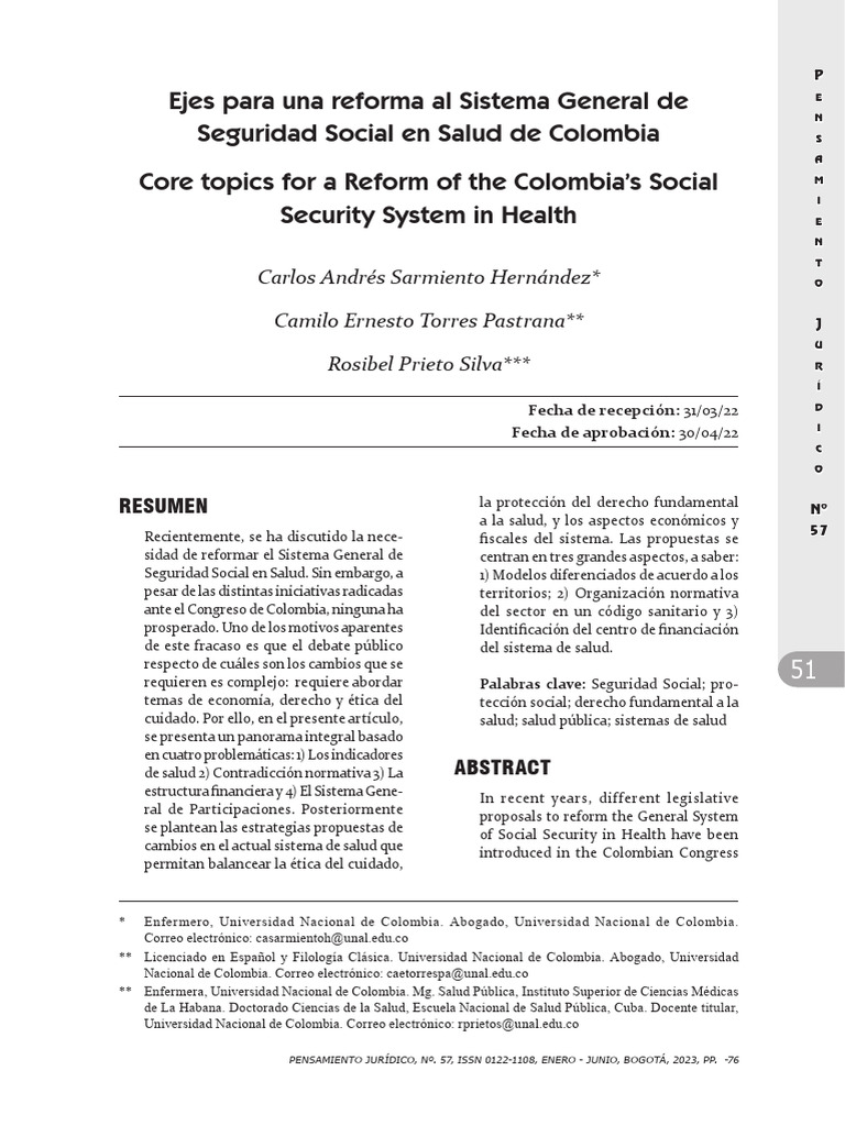 Reforma al Sistema de Salud en Colombia | PDF