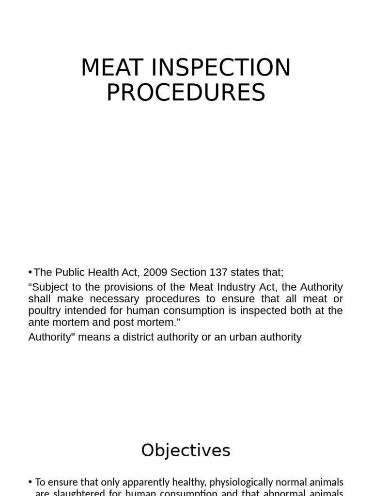 Meat Inspection Procedures Overview | PDF | Lymphatic System | Animal ...
