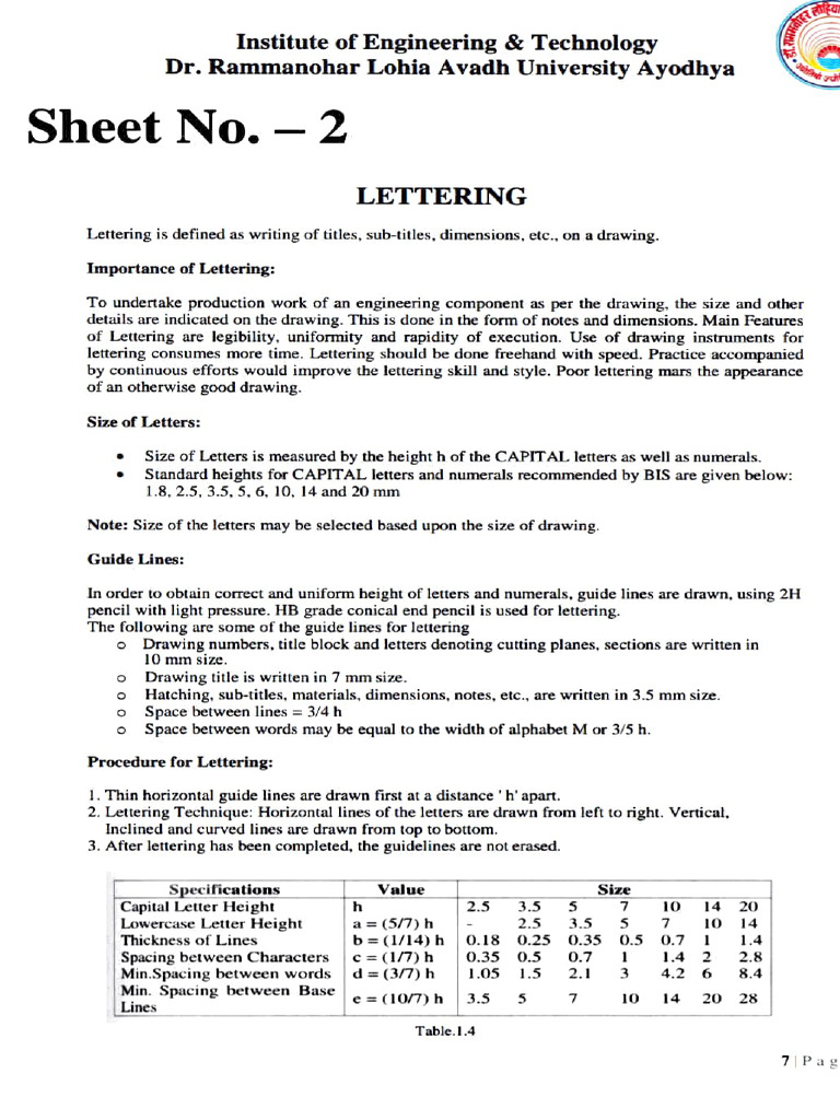 Engineering Drawing Lettering Guide | PDF | Drawing | Letter Case