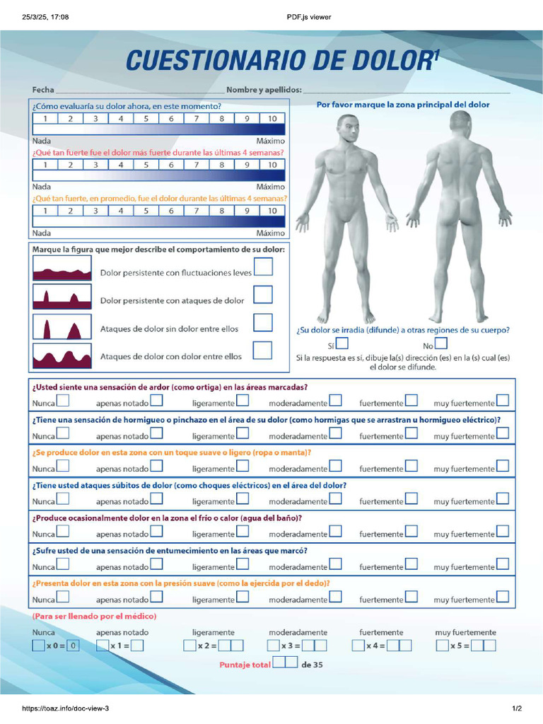 Valoracion Neuropatica - PAIN DETECT | PDF