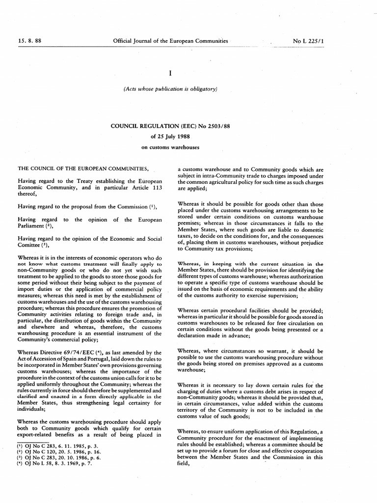 Customs Warehouses To Be Released For Free Circulation On | PDF ...