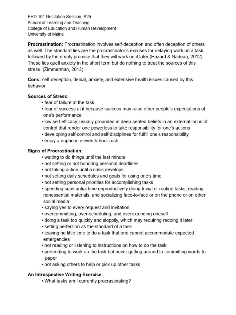 Combatting Procrastination Strategies | PDF | Procrastination ...