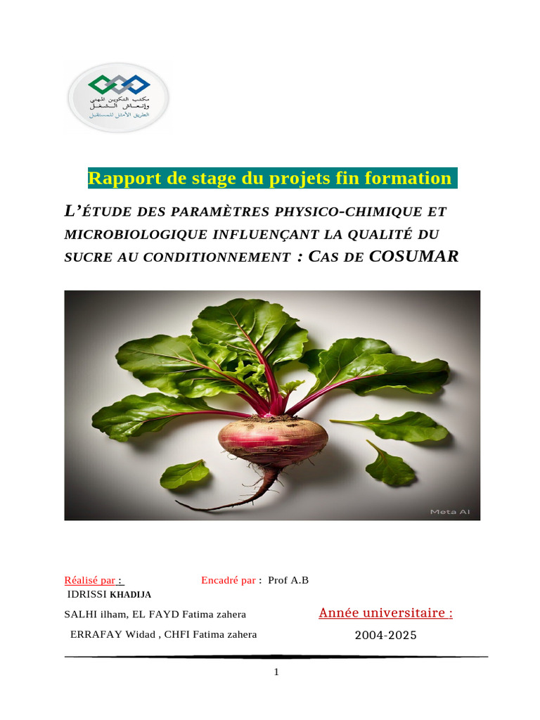 Qualité du Sucre : Étude Cosumar | PDF | Analyse des dangers et points ...