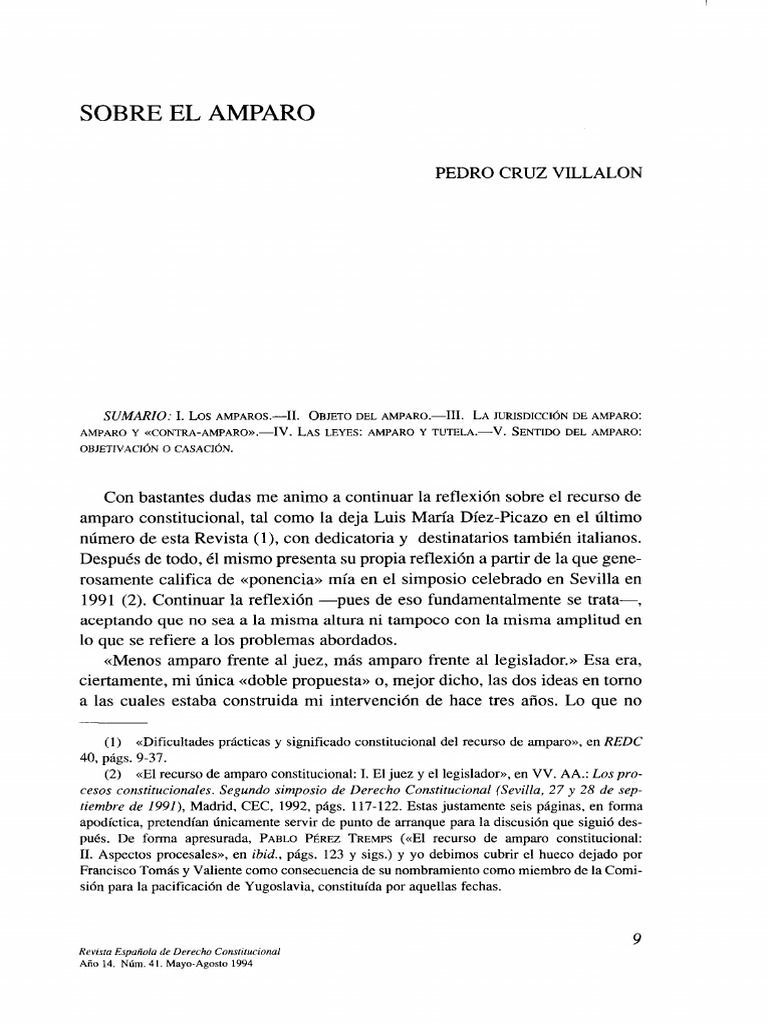 Análisis del Recurso de Amparo Constitucional | PDF | Derecho ...