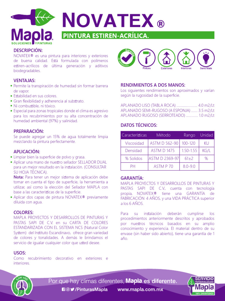 Pintura NOVATEX: Calidad y Durabilidad | PDF | Pintar | Materiales