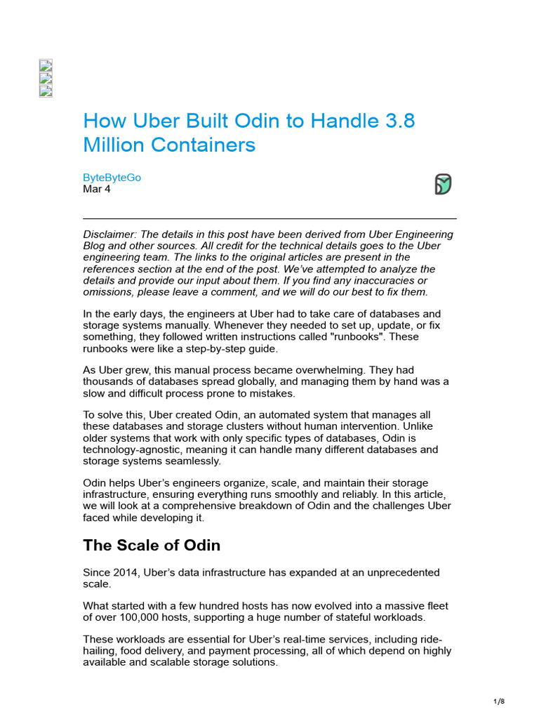 Uber's Odin: Managing 3.8M Containers | PDF | Databases | Computer Data