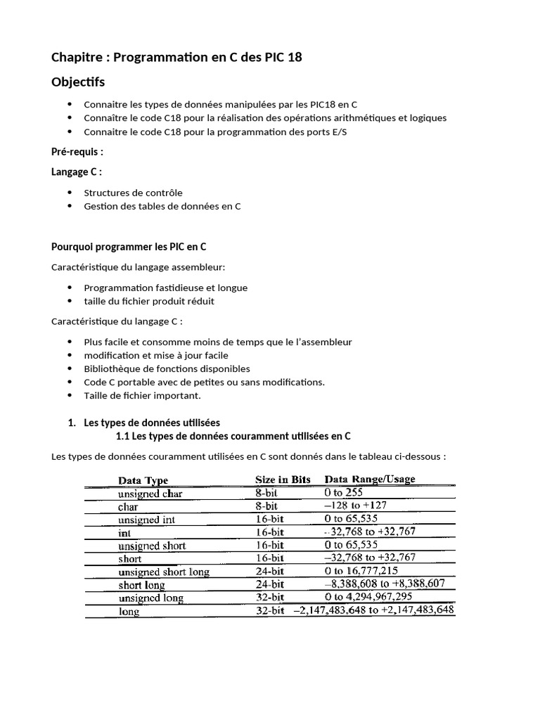 Programmation C des PIC18 en C | PDF | Programmation | Programme ...