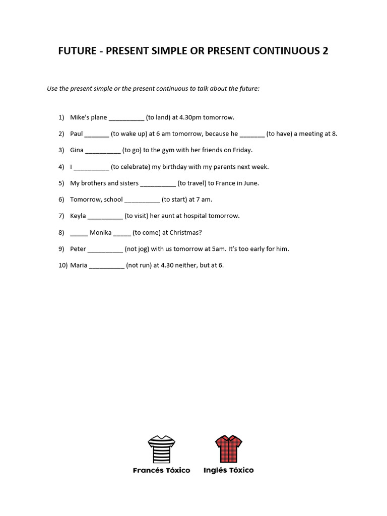 Future - Present Simple or Present Continuous 2 | PDF