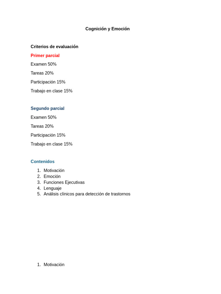 Evaluación y Contenidos de Cognición y Emoción | PDF | Las emociones ...