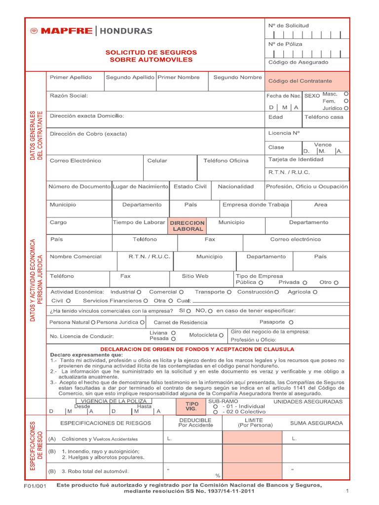 Solicitud de Seguro de Automovil Mapfre 2 | PDF