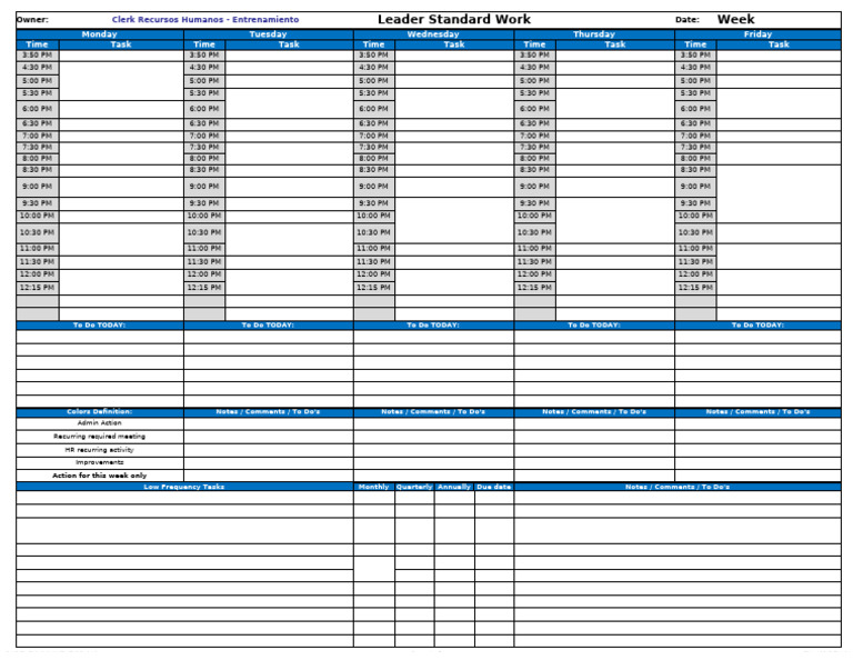 Leader Standard Work Schedule | PDF