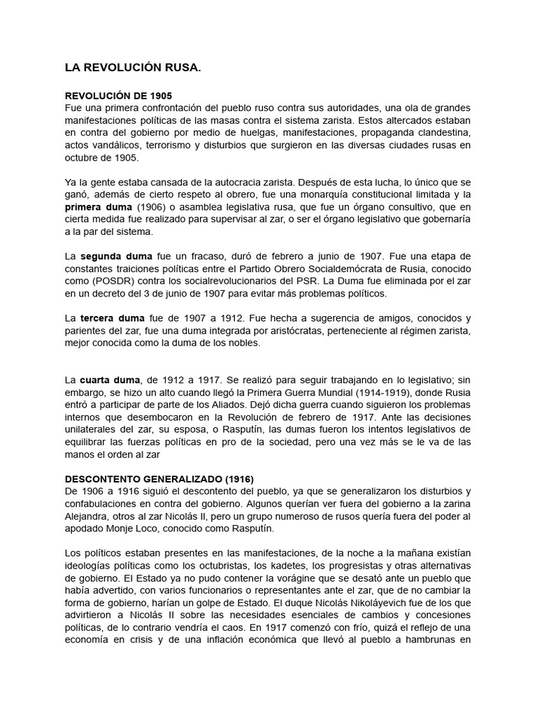 Historia de la Revolución Rusa | PDF | Vladimir Lenin | Unión Soviética