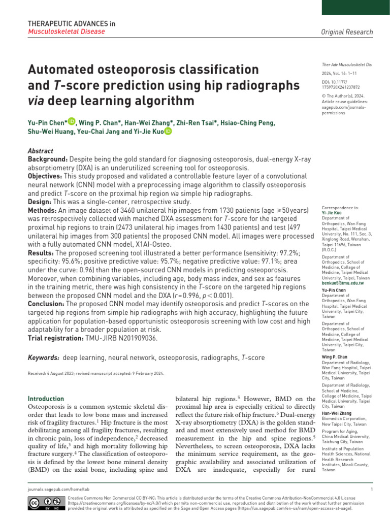 Automated Osteoporosis Screening via CNN | PDF | Sensitivity And ...