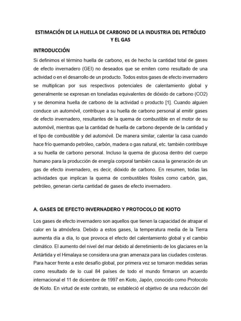 Huella de Carbono en Petróleo y Gas | PDF | Gases de efecto invernadero ...