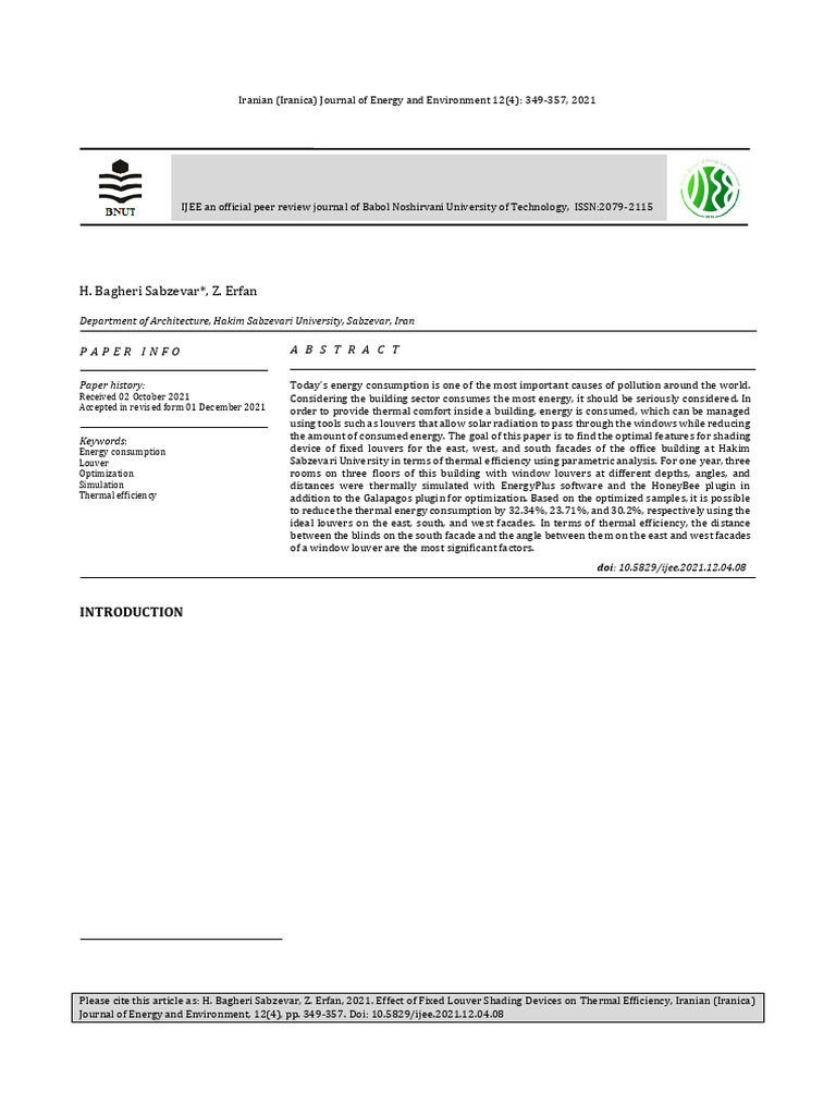 IJEE - Volume 12 - Issue 4 - Pages 349-357 | PDF | Window | Heat