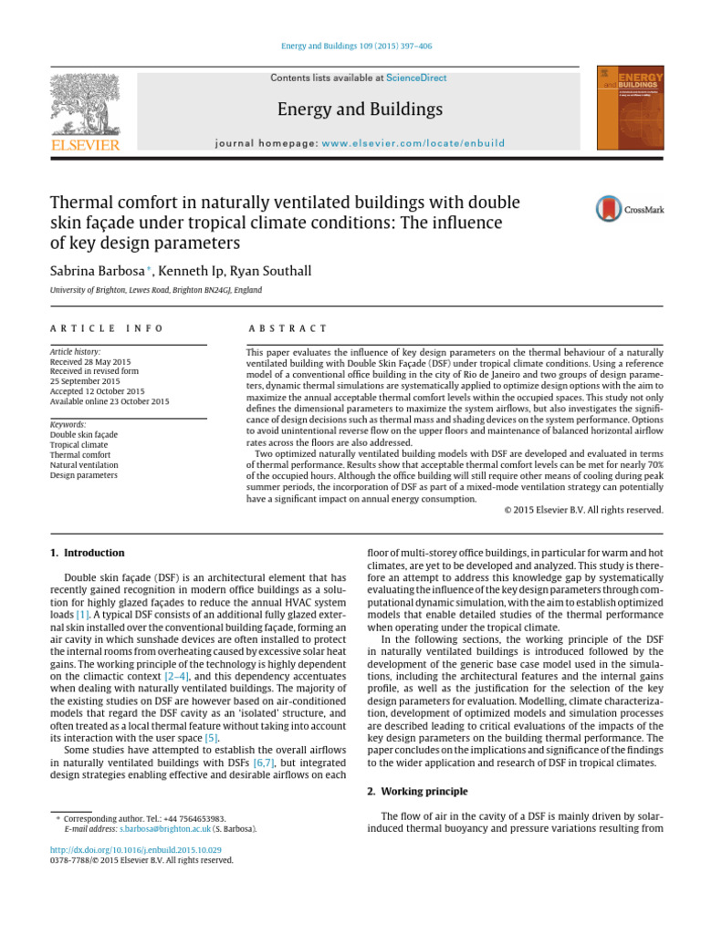 Thermal Comfort in Double Skin Facades | PDF | Heat Transfer ...