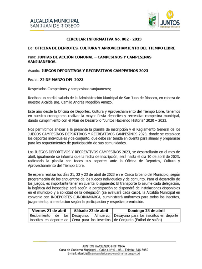 Circular Informativa 02 | PDF