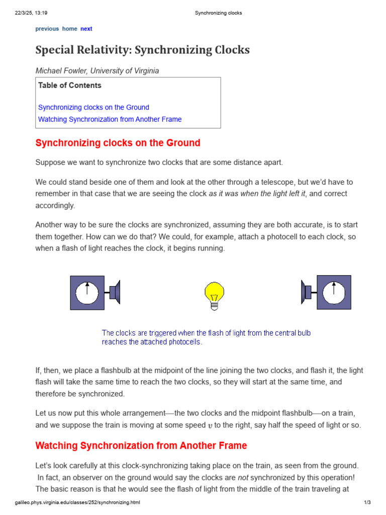 6 Synchronizing clocks | PDF | Flash (Photography) | Physics