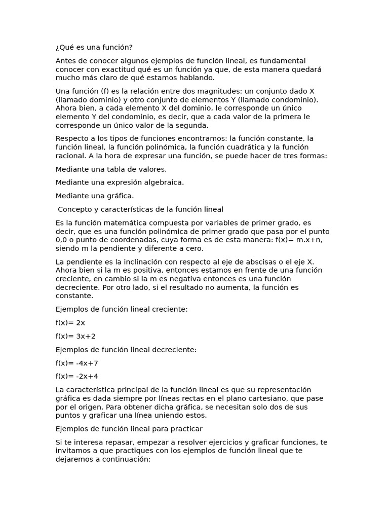 Qué Es Una Función | PDF | Función (Matemáticas) | Pendiente