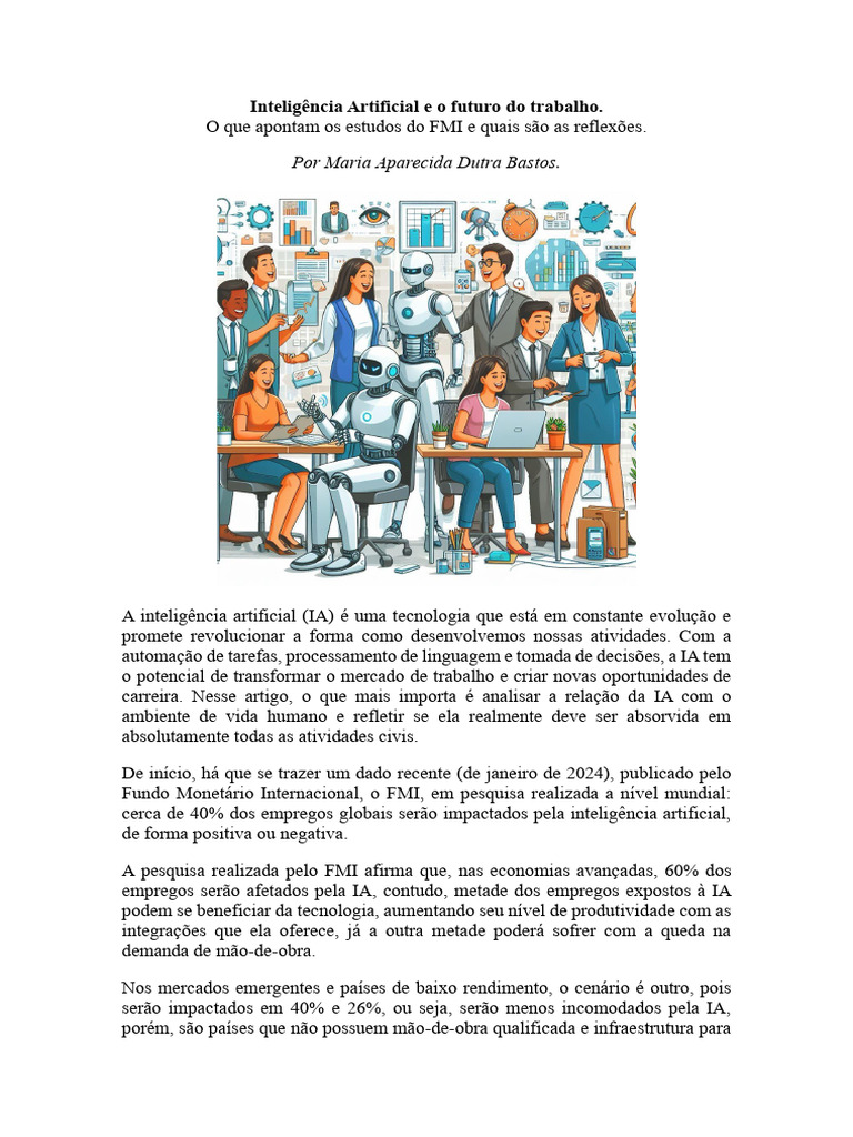 Impactos da IA no Futuro do Trabalho | PDF | Inteligência artificial ...