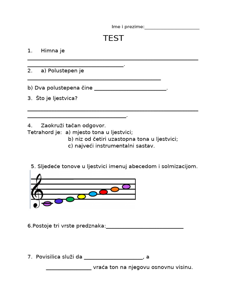 Test Muzicko | PDF