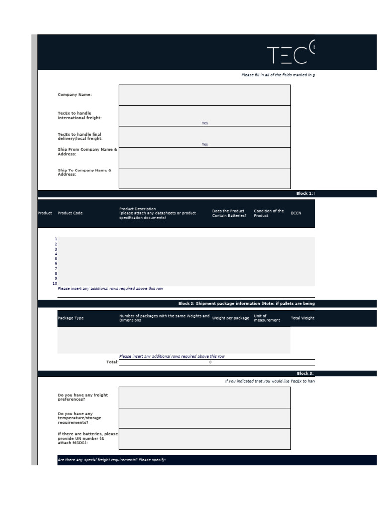 Freight and Product Information Form | PDF | Cargo | Pallet