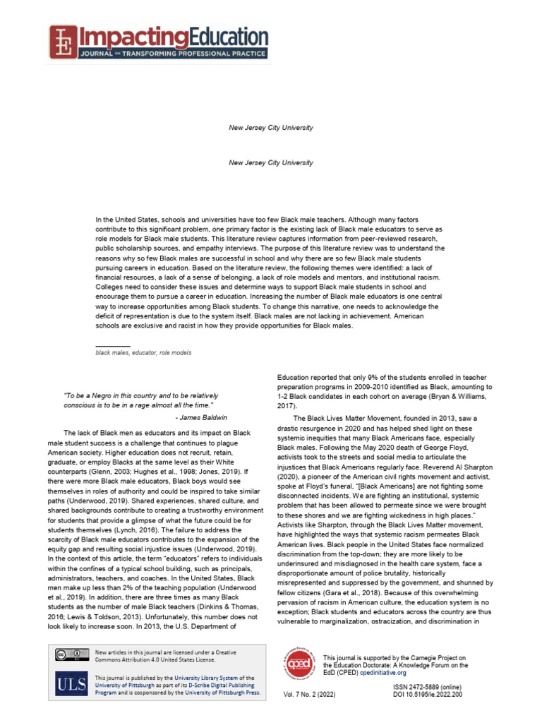 Black Male Educators: A Critical Shortage | PDF | Racism ...