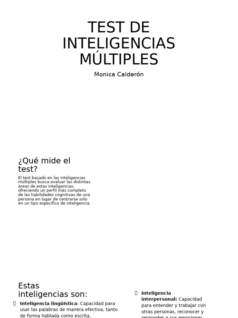 Test de Inteligencias Múltiples | PDF