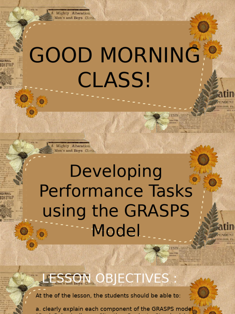 GRASPS Model for Performance Tasks | PDF | Learning | Teachers
