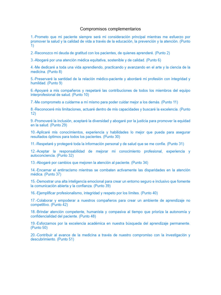 Compromisos Complementarios | PDF