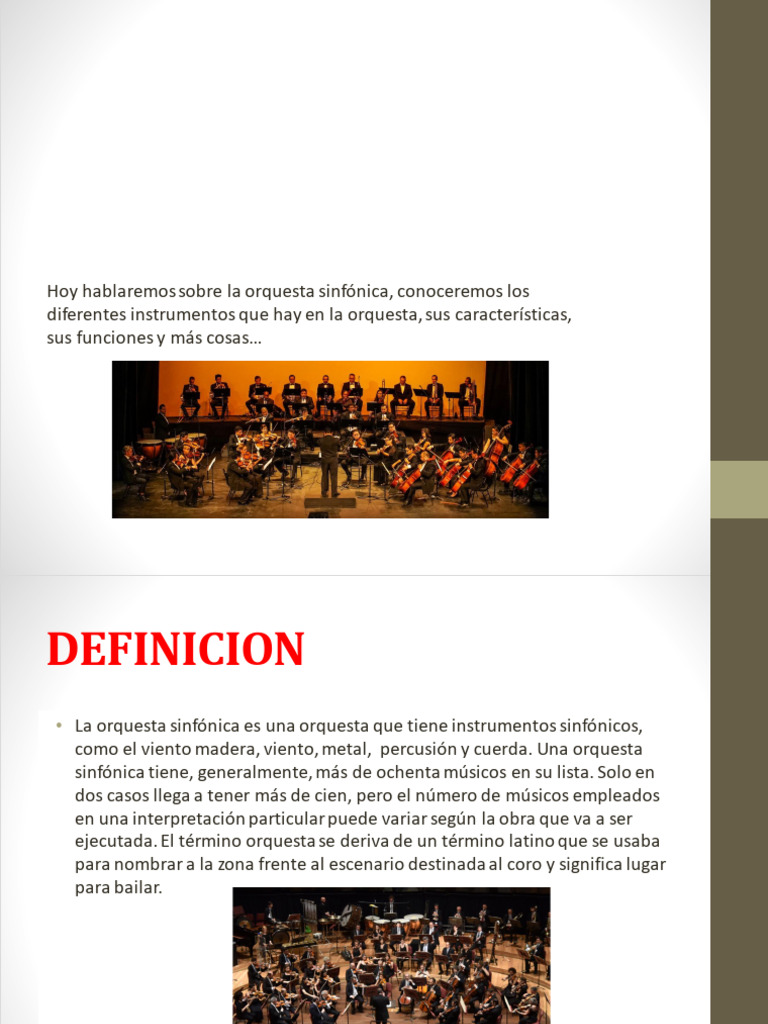 LA ORQUESTA SINFÓNICA Presentacion | PDF | Orquestas | Instrumentos ...