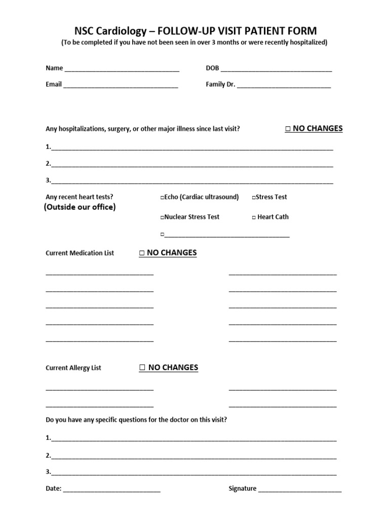 NSC Cardiology Follow-Up Form | PDF | Cardiology | Heart