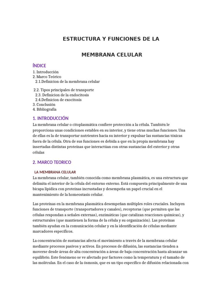 Estructura y Funciones de la Membrana Celular | PDF | Membrana celular ...