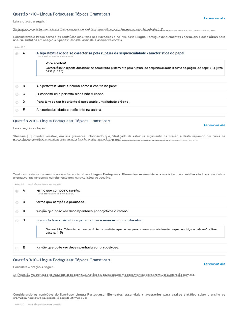 Análise Sintática e Hipertextualidade | PDF | Gramática | Assunto ...