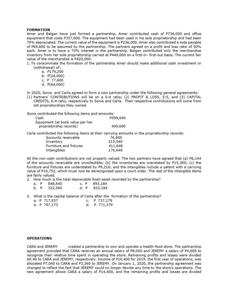 Partnership Drill | PDF | Balance Sheet | Income Statement