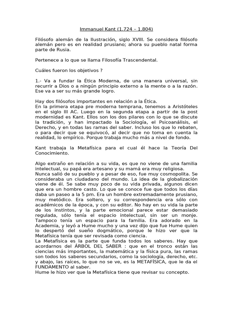Kant y la Filosofía Trascendental | PDF | Immanuel Kant | Razón