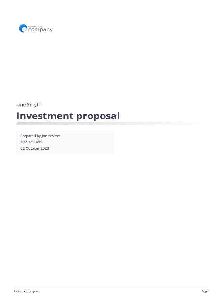 Investment Proposal Sample | PDF | Investment Fund | Financial Risk