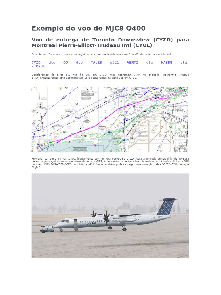 Voo MJC8 Q400: Entrega CYZD a CYUL | PDF | Motores | Voo