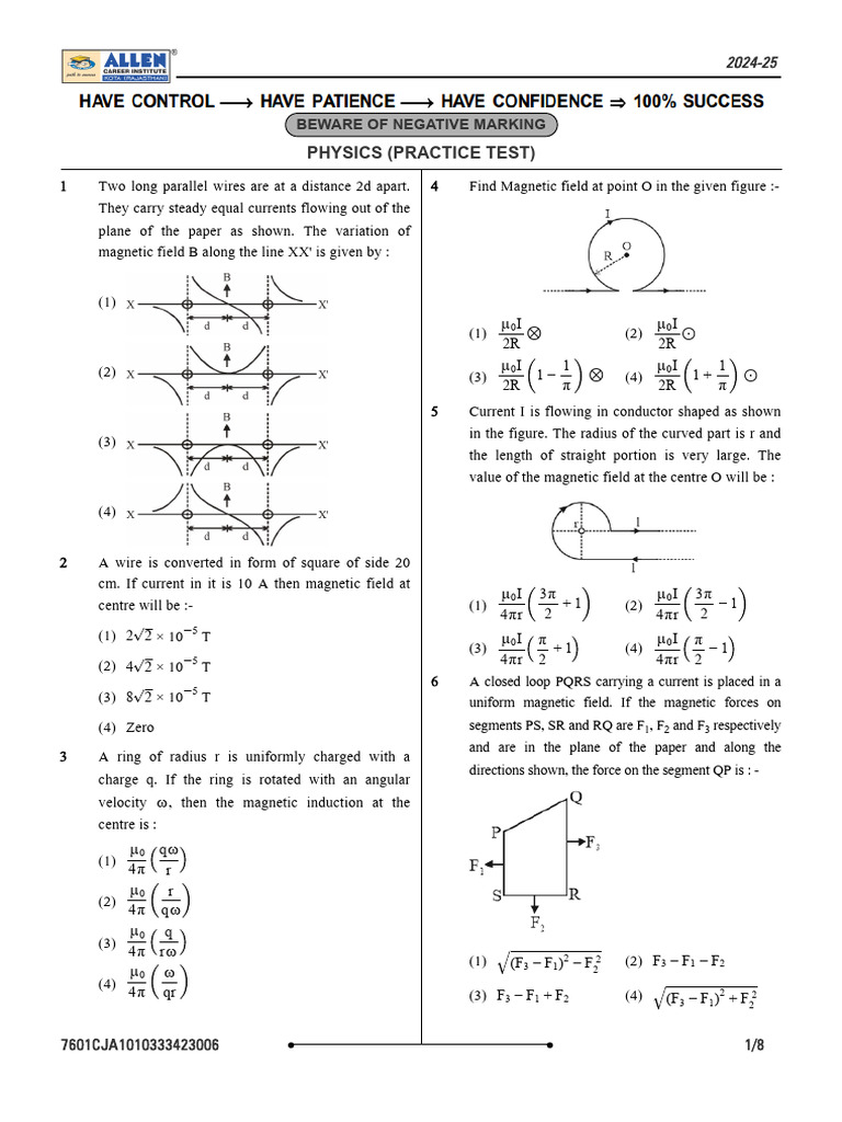 Phy DPP 4 | PDF | Magnetization | Condensed Matter Physics