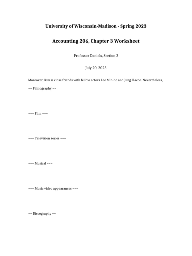 Accounting 206 Chapter 3 Worksheet | PDF