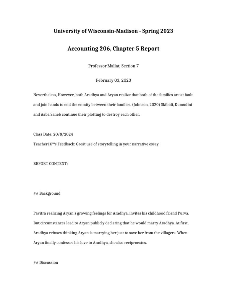 Accounting 206 Chapter 5 Report | PDF
