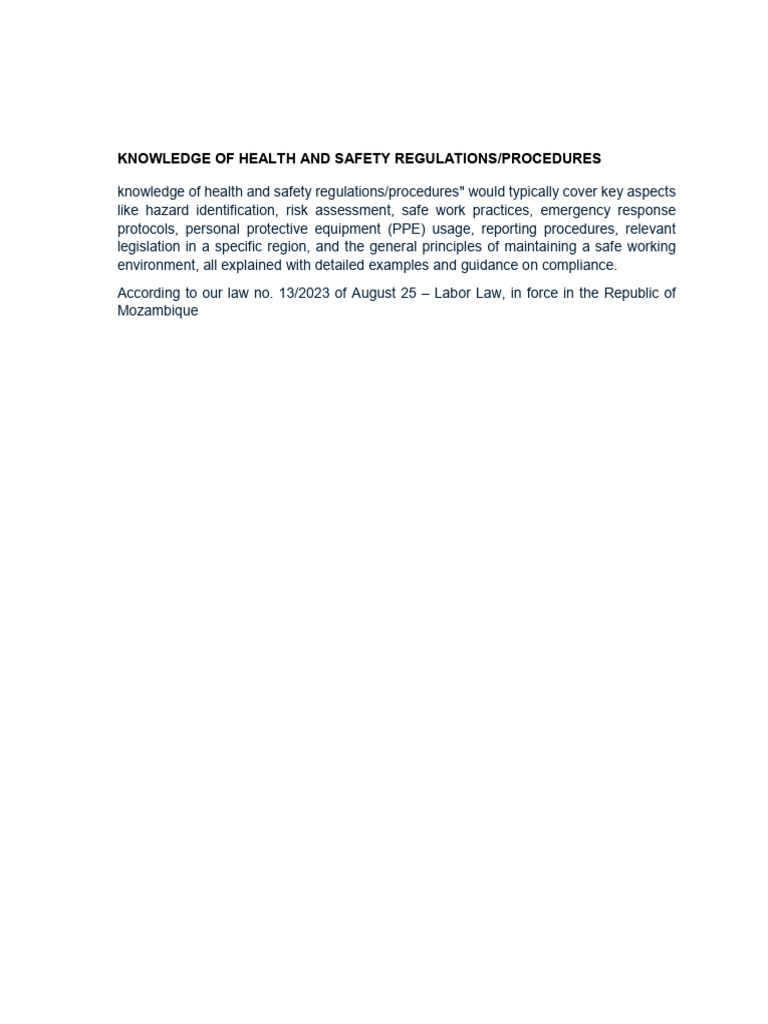 Health and Safety Regulations Guide | PDF